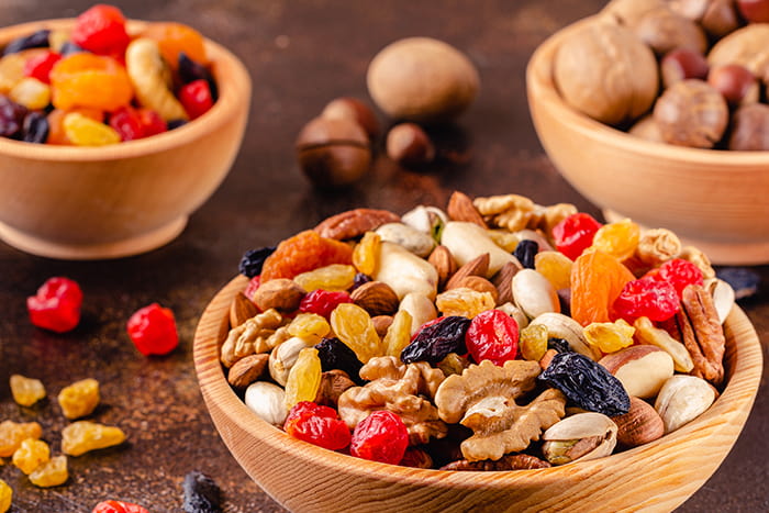 lanches para viagem: mix de castanhas, nozes e frutas