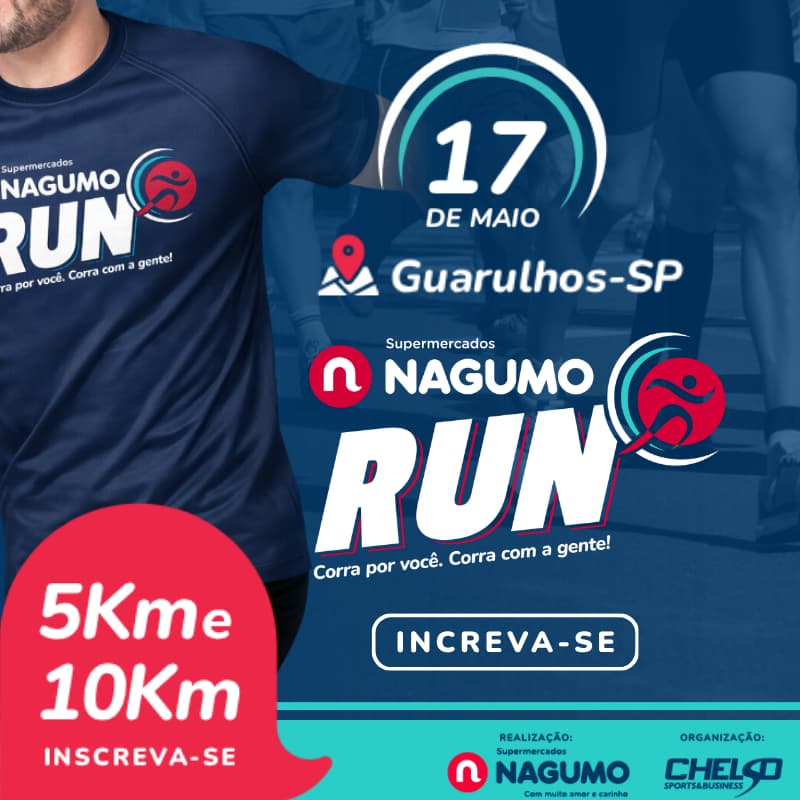 Banner lateral Nagumo Run 17 de maio em Guarulhos