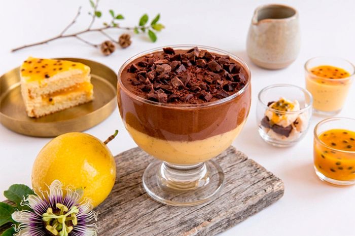 Mousse de maracujá com ganache