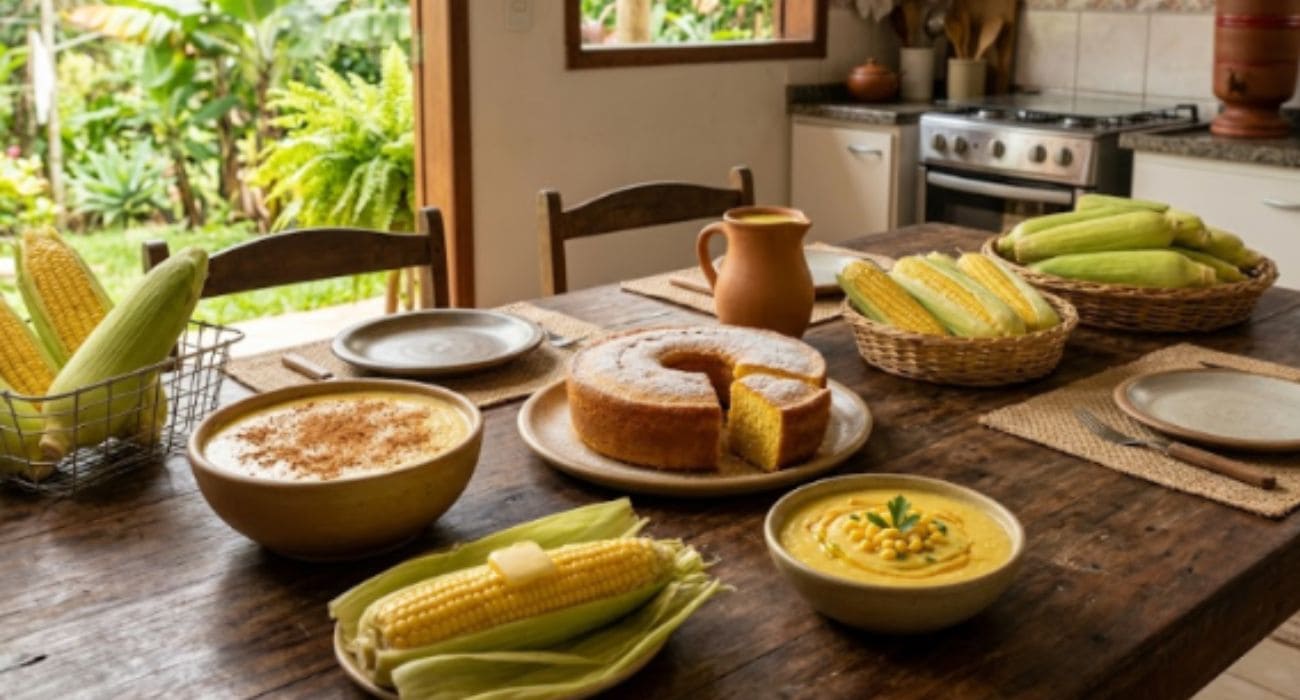 Mesa De Receitas Com Milho