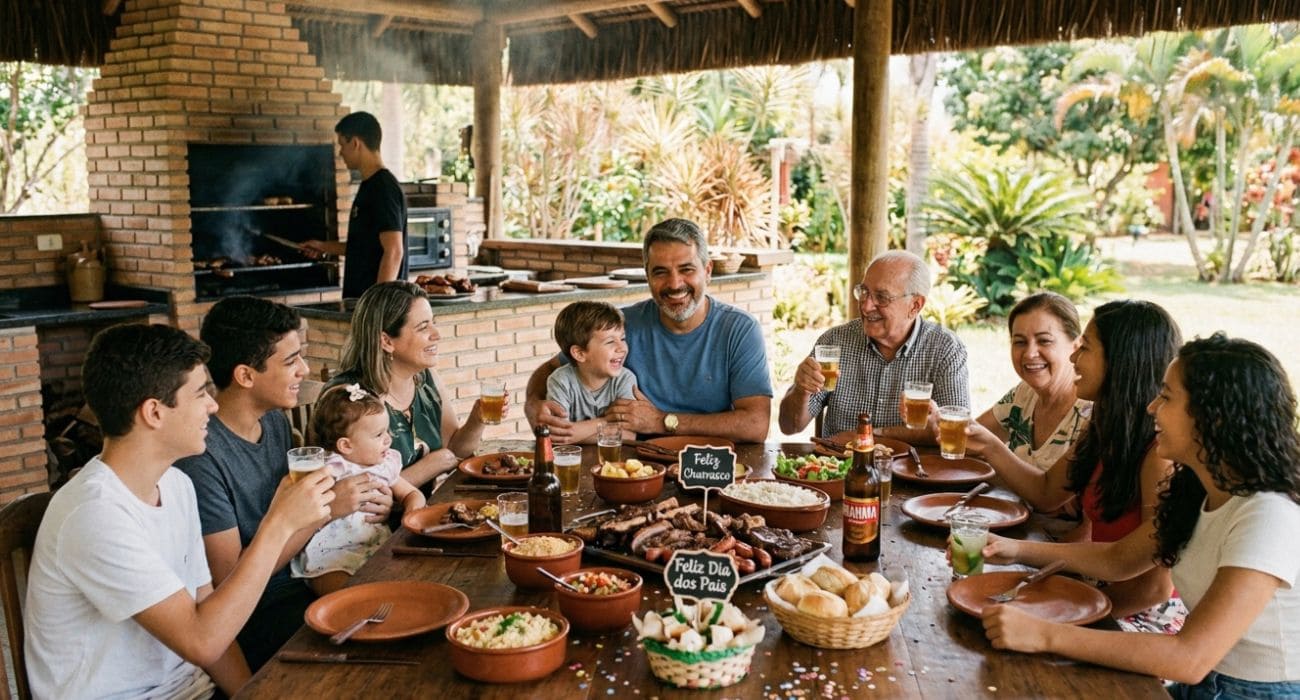 Família no churrasco para o Dia dos Pais